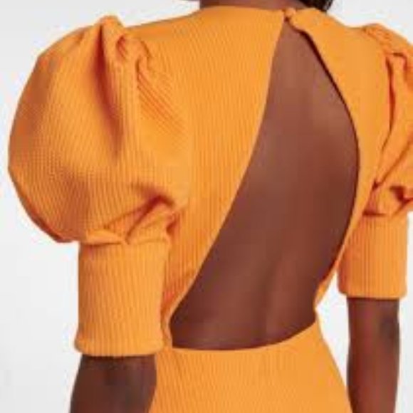 NWOT Rotate BIRGER CHRISTENSEN Orange Lavine Midi open back Dress - Picture 4 of 10